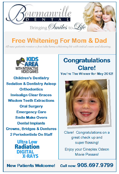 Clare Hambly, Bowmanville Dental Winner May 2012