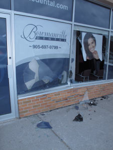 car drives in to bowmanville dental at the bowmanville mall 3