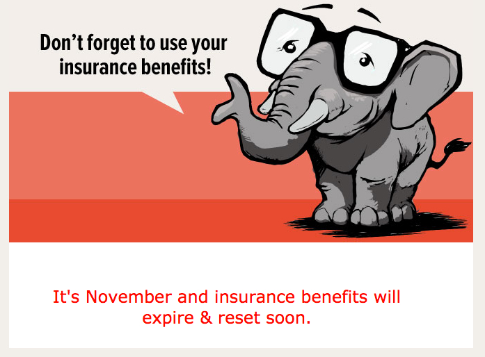 cartoon elephant reminder to use dental benefits before they expire